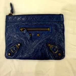 Vintage, Pristine Balenciaga Blue Mini Wallet/Card Holder